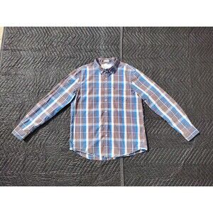 American Eagle Shirt Adult Large Blue Plaid Athletic Fit Pocket Lawn Cotton Mens